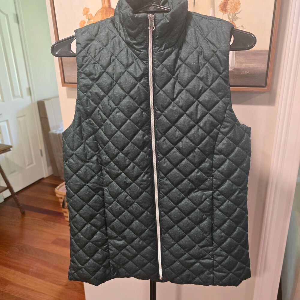 Banana Republic Hunter green speckled quilted puffer XS